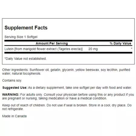 Swanson Lutein 20 mg 60 Softgels