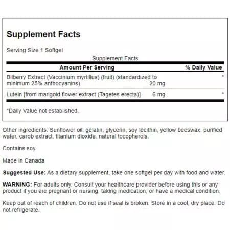 Swanson Lutein & Bilberry 120 Softgels