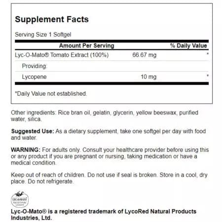 Swanson LycOMato Lycopene 10mg 60 Softgels