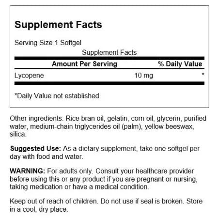 Swanson lükopeen 10 mg 120 pehmetgelli