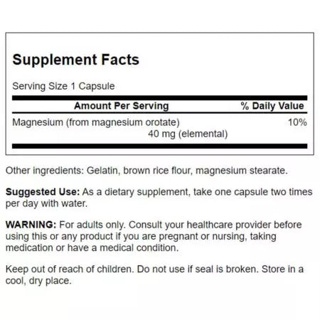 Swanson Magnesium Orotate 654mg 60 Capsules