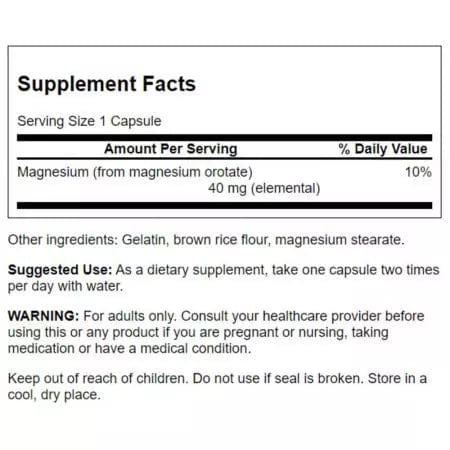 Swanson Magnesium Orotate 654mg 60 Capsules