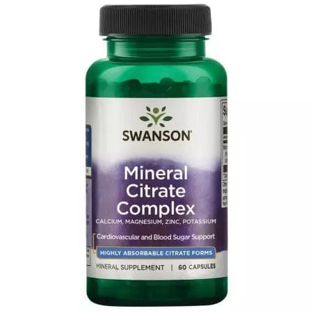 Swanson Mineral Citrate Complex Calcium, Magnesium, Zinc, Potassium 60 Capsules