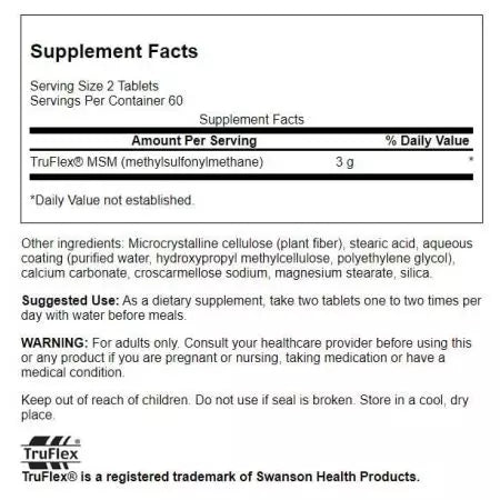 Swanson MSM 1,5 g 120 tabletek