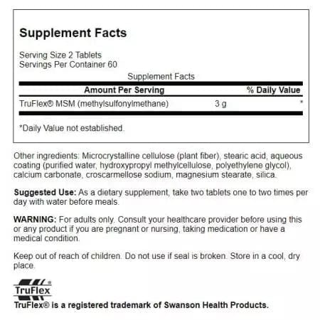 Swanson MSM 1.5 g 120 Tablets