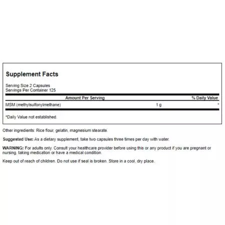 Swanson MSM 500mg 250 cápsulas