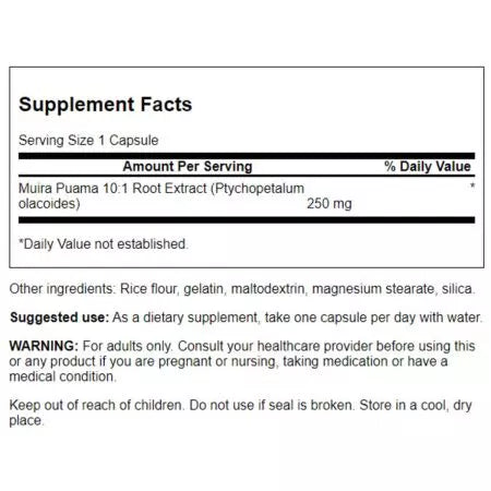 Swanson Muira Puama 250mg (10: 1 wortelextract) 60 capsules