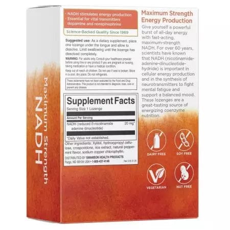 Swanson NADH 20mg 30 Pepper-mint Lozenges