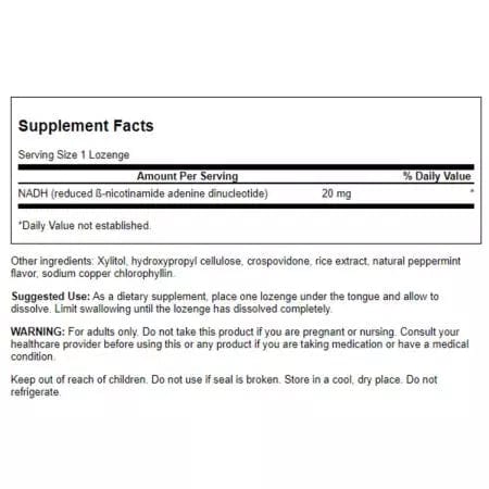 Swanson NADH 20mg 30 Peppermint Lozenges