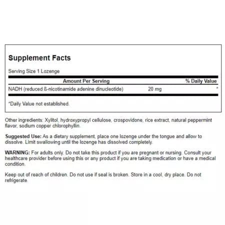 Swanson NADH 20mg 30 Pepper-mint Lozenges