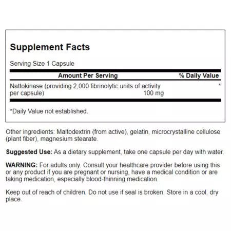 Swanson Natokinase 2000 fu 100 mg 30 kapslit