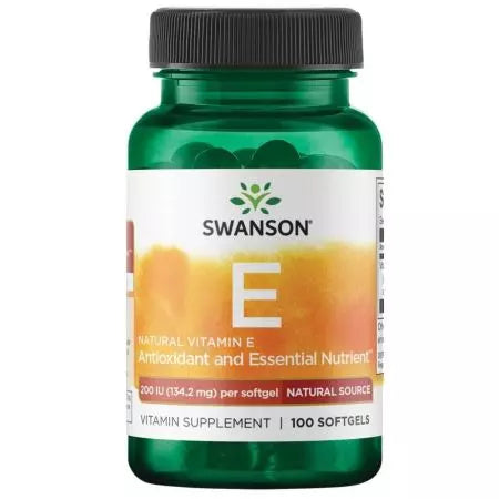 „Swanson“ natūralus vitaminas E 200IU (134,2 mg) 100 minkštųjų duobių