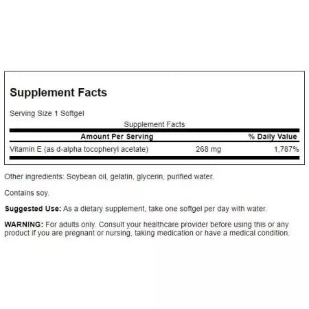 Swanson Natural Vitamin E Natural 400iu (268 mg) 100 Softgels