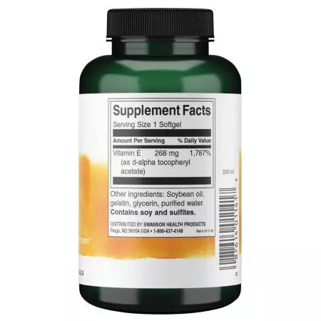 Swanson Natural Vitamin E Natural 400iu (268 mg) 250 Softgels