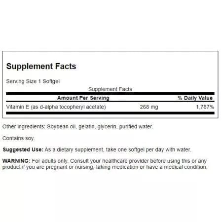 Swanson Natural Vitamin E Natural 400iu (268 mg) 250 Softgels