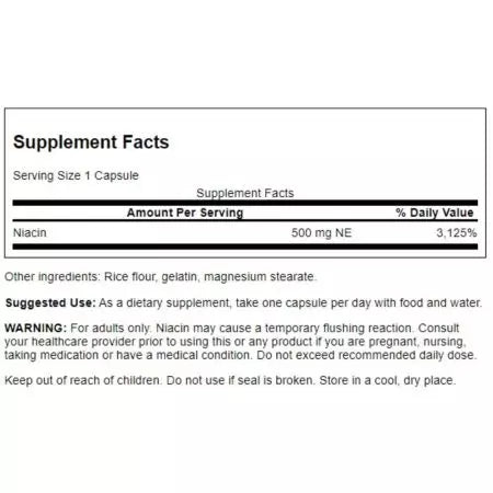 Swanson Niacin 500 mg 250 Kapseln