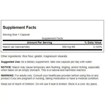 Swanson niacinamid 500mg 250 kapsul