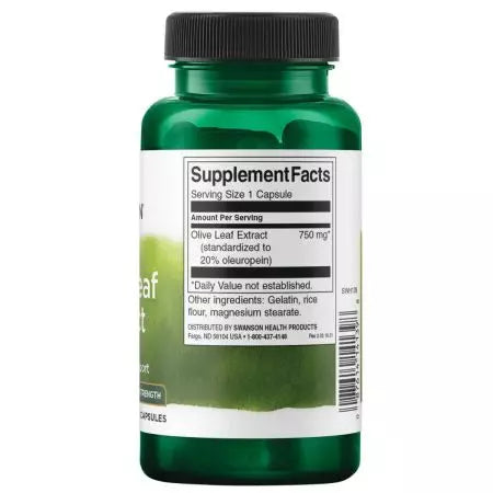 Extrato de folha de oliveira de Swanson 750 mg 60 cápsulas