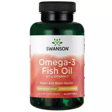 Swanson Omega3 Olio di pesce con vitamina D 1.000 mg 60 Softgels Limone Sapore