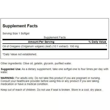 Swanson Oregano Oil 10:1 Extract 150 mg 120 Softgels