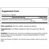 Swanson Pantothenic Acid 500mg 250 Capsules