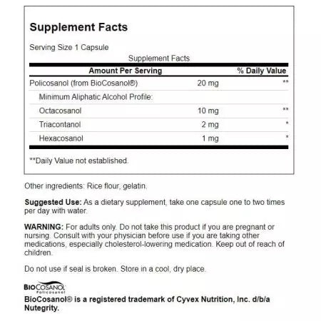 Swanson Policosanol 20 mg 60 kapsler