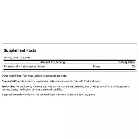 Swanson Potassium Citrate 99mg 120 Capsules