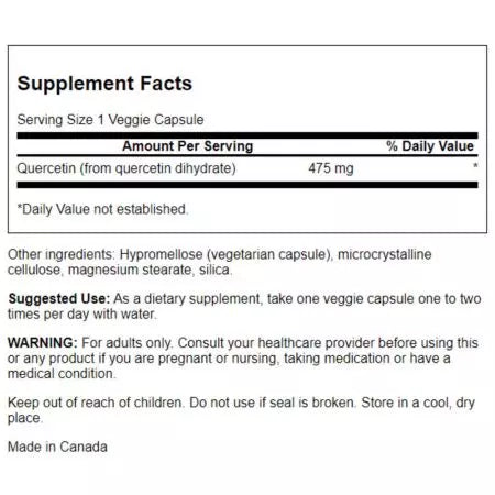 „Swanson Quercetin 475mg 60“ veganiškų kapsulių