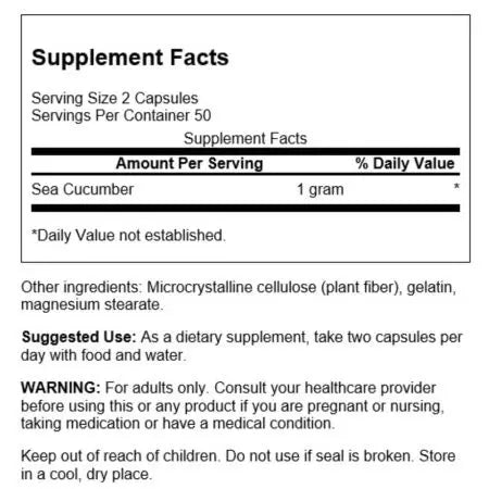 Swanson Sea Cucumber 500 mg 100 tampas