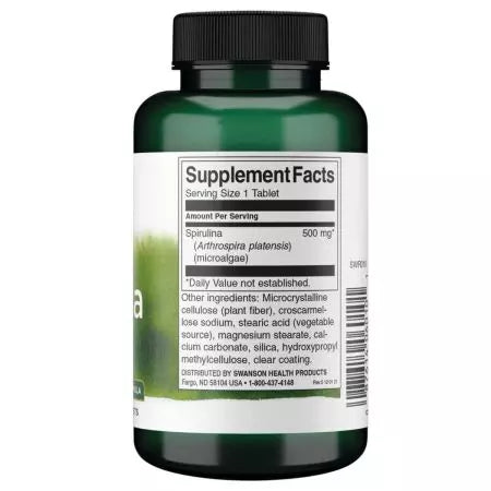 „Swanson Spirulina“ 500 mg 180 tablečių