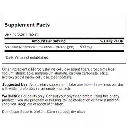 Swanson Spirulina 500 mg 180 tabletti