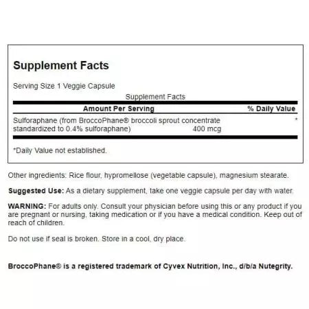 Swanson sulforaphane från broccoli groddekstrakt 400 mcg 60 vegetariska kapslar