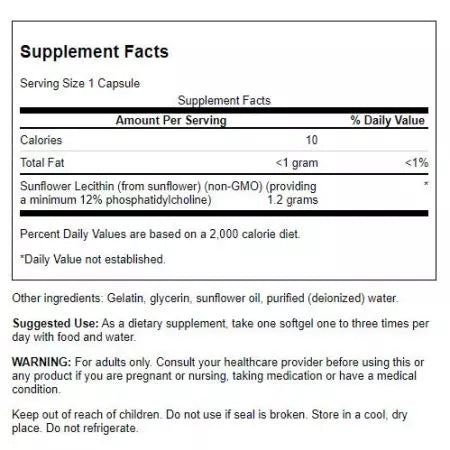 Swanson Sunflower Lecithin 1 200 mg 90 softgels