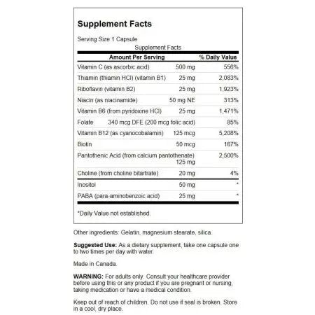 Swanson Super Stress BComplex com vitamina C 100 cápsulas