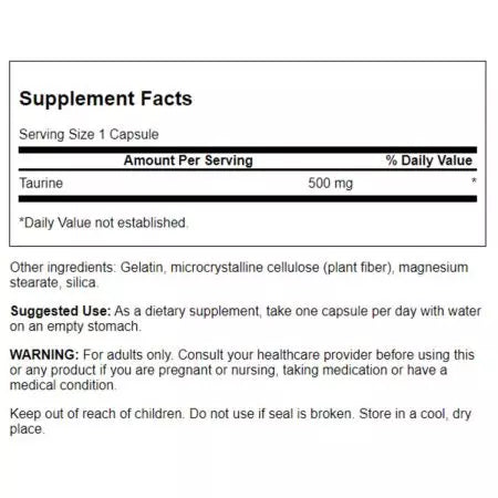 Swanson Taurine 500 mg 100 capsule