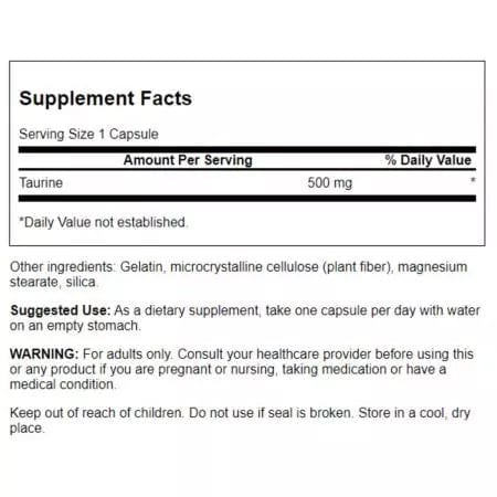 Swanson Taurine 500 mg 100 Capsules