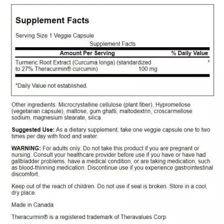 Swanson theracurmin 100 mg 30 capsules de légumes