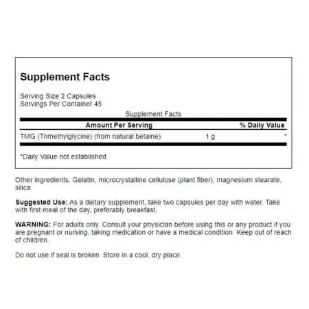 Swanson TMG Trimethylglycine 500 mg 90 Capsules