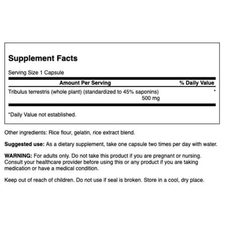 Swanson Tribulus Terrestris ekstrakts 500 mg 60 kapsulas