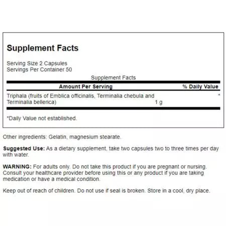 Swanson Triphala con Amla Behada y Harada 500mg 100 Cápsulas