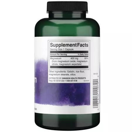 Swanson Triple Magnesium Complex 400mg 300 Cápsulas