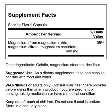 Swanson Triple Magnesium Complex 400 mg 300 kapsułek