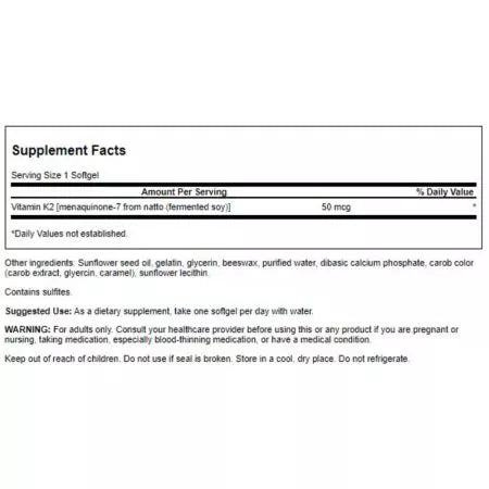 Swanson ultra dabīgais vitamīns K2 50mcg 30 SoftGels