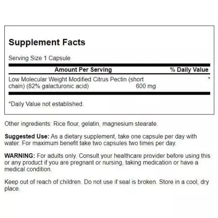 Swanson Ultra Pectipure Modified Citrus Pectin 600mg 60 Capsules