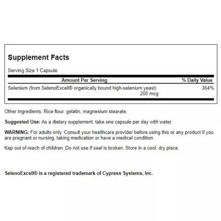 Swanson Ultra Selenoexcell Selenium 200mcg 60 kapselia