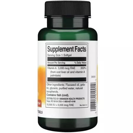 Swanson Vitamin A 10.000iu (3.000 mcg) 250 softgels