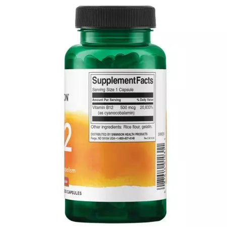 Swanson Vitamina B12 500mcg 250 cápsulas