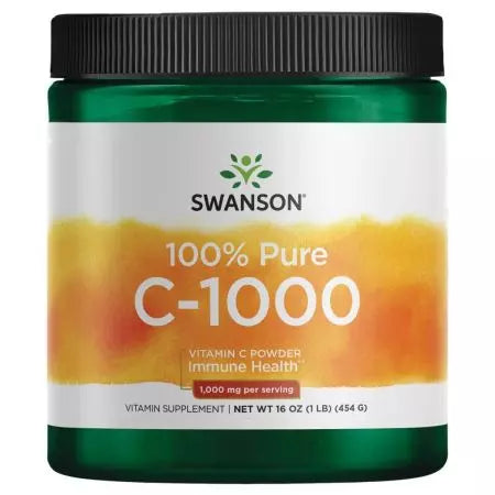 Swanson vitamin C -pulver 100% ren 1 000 mg 16 oz pulver