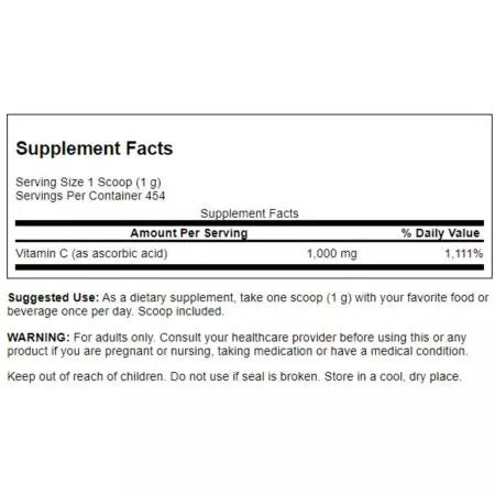 Swanson Vitamina C in polvere 100% puro 1.000 mg 16 once in polvere