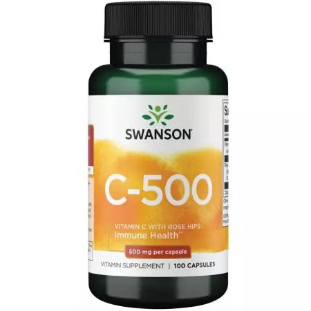 Swanson C vitamīns ar rožu gurniem 500 mg 100 kapsulas